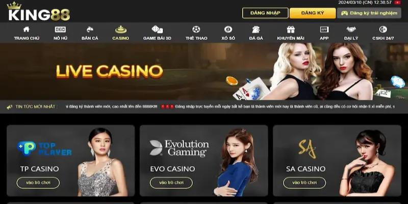 Những ưu điểm của sảnh game casino King88 online